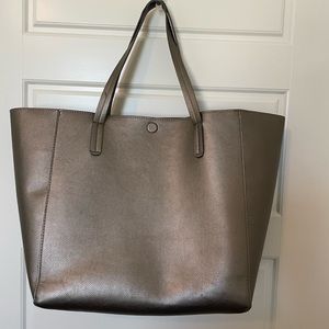 Silver Gray leather bag. XL